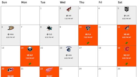 edmonton oilers schedule calendar